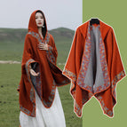 Orange cloak shawl - small floral border