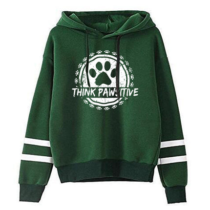Foreign trade cross-border think pawsitive dog feet printed parallel bars striped sweater European and American autumn and winter men's and women's tops