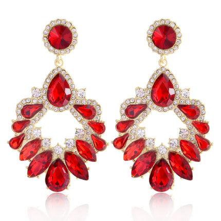 European and American Trendyy Drop-Shaped Earrings for Women, High-End Diamond-Encrusted Elegant Tassel Earrings, Fashionable Ins Style Rhinestone Earrings
