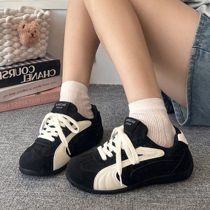 Summer Women's Shoes Black Shoes Women's Mesh Breathable Thin-Soled Moral Training Shoes with Skirts Racing Shoes Casual Sports Sneakers