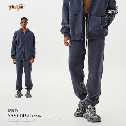 Tilani Men's Sweatshirt and Sweatpants Set Cross-Border Trendy Brand Hoodie Autumn and Winter Velvet Thickeneded Men's Two-Piece Set