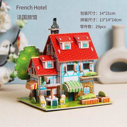 Paper 3D Stereo Puzzle Education School Model DIY Handmade Kidsren's Educational Toys Girls Kindergarten Wholesale