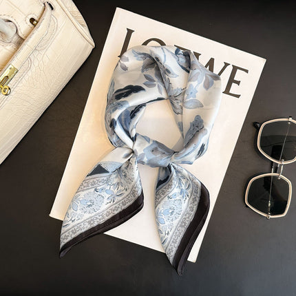 Simulated Silk Printed Silk Scarf for Women, Korean Cashew Leopard Print Headscarf, Four-Season Scarf, Professional Scarf Wholesale