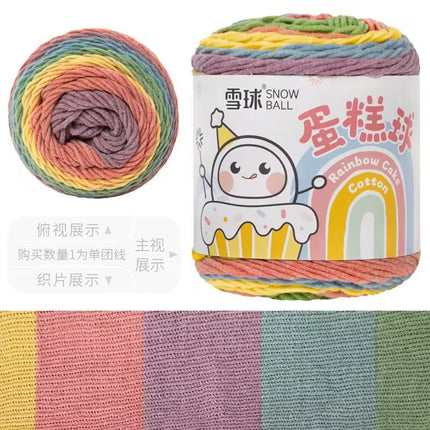Cake Thread Snowball Wool Ball 5 Strands Milk Cotton Thread Rainbow Color Section Dyed Wool Scarf DIY Knitting Wool Ball