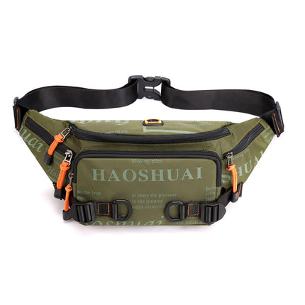 2025 Summer Large Capacity Nylon Cloth Men's Waist Bag Mobile Phone Bag Outdoor Leisure Bag Trendy Sports Crossbody Bag Wholesale