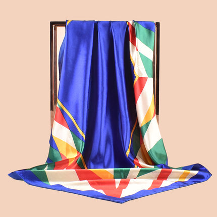 2024 New European and American Light Luxury Geometric Printed Scarf Sunscreen High-end Imitation Silk Scarf 90 Sade Large Square Scarf Batch