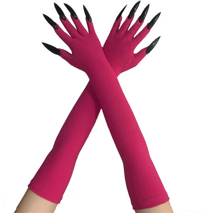 48cm European and American Fashion Halloween Gloves Long Nails Ghost Claw Gloves Long Performance Props Costume Black Red Claw