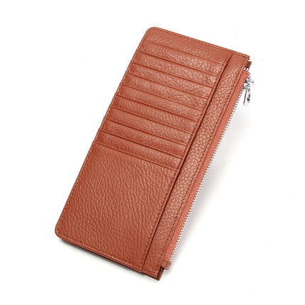Genuine Leather women's wallet long foreign trade Japanese multi-card card holder first layer cowhide zipper handbag long wallet