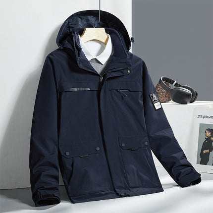 Winter Couple Outdoor Rush Clothes Three-in-One Hood Removable Liner Two-piece Warm Windproof Casual Rush Clothes
