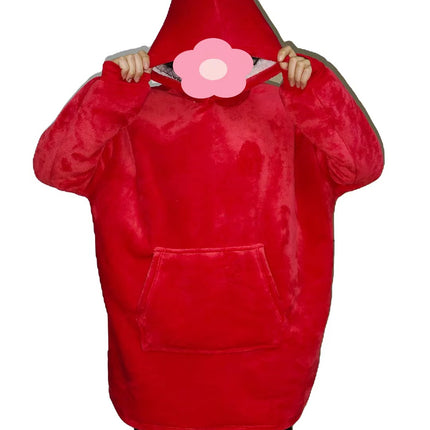 Cross-Border New Men's and Women's Pullover Solid Color Composite Velvet Cold-Proof Clothing for Couples Outdoor Home Clothing Warm Hooded Pajamas