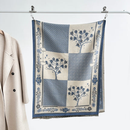 2025 New Autum Women's Fashion Scarf Retro Stitching Contrasting Jacquard Scarf Warm and Cold-Proof Air-Conditioned Shawl