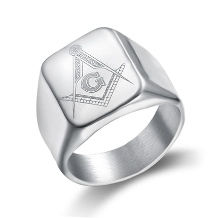 European and American Retro Ins Style Men's Titanium Steel Jewelry Cast Masonic Ring Stainless Steel Ring Ring
