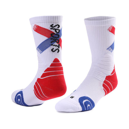 Summer Practical Professional Basketball Socks Towel Bottom Mid-tube Socks Badminton Socks Sweat Absorbing Running Training Sports Socks Men