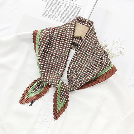 New wrinkled small square scarf female Korean imitation silk printed wrinkled small scarf Joker scarf decorative scarf wholesale