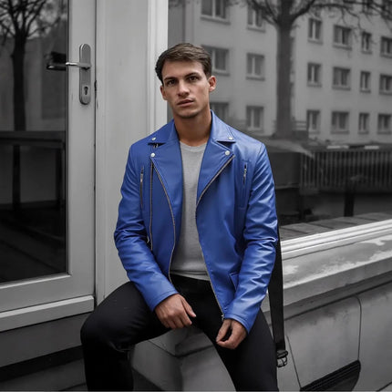 Cross-Border European and American Slim Men's Leather Jacket Casual Motorcycle Jacket Motorcycle Clothing American Retro Pu Leather Jacket