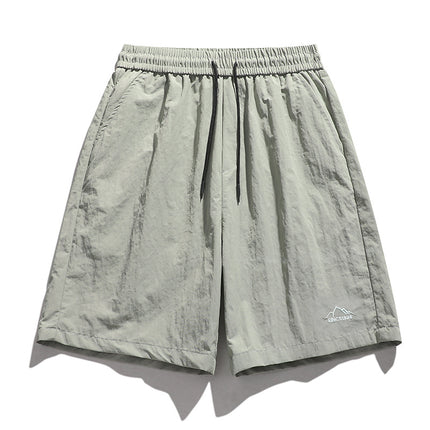 Summer Quick-drying Shorts Couples Same Style Sports Hong Kong Style Casual Pants Trendy All-match Embroidered Ice Silk Shorts for Men