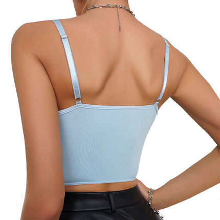European and American Hot Lace Embroidered Steel Ring Fishbone Corset Fashion Sexy Spice Girl All-match Camisole Women's Top