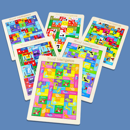 Tetris Wooden Puzzle Wooden Building Blocks Game Puzzle Board Children's Educational Toys Wholesale Assembly Animal Models
