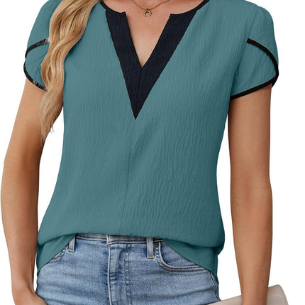 Amazon 2025 Europe and the United States cross-border foreign trade spring and summer new V-neck tile short sleeve solid color T-shirt jacket