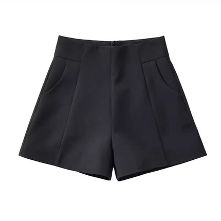 Shorts Women's Spring and Summer Outer Wear 2025 New Arrival Loose Black Suit High Waist A- Shaped plus size Slimming Wide Legs All-Match
