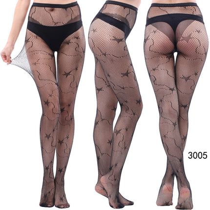 Factory In-Stock European and American Style Pantyhose, Summer Fishnet Stockings, Fashionable Girls' Sexy Patterned Jacquard Lace Hollow-Out Retro