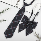 Black and light blue plaid (tie + collar flower)
