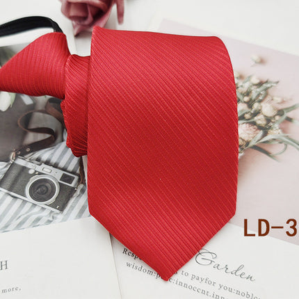 Factory In-Stock Zipper Tie Men's Formal Business 8cm Lazy Tie Red Black Striped Workplace Striped Tie