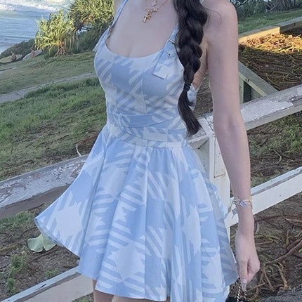 Llan Peninsula Dusk Sexy Backless Cross Design Sling Puffy dress Women's New Arrival