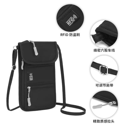 New Travel Neck Wallet Rfid Anti-Theft Crossbody Phone Bag Passport Holder Document Bag Multifunctional Storage Bag