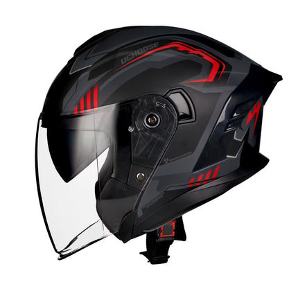 Jiarui National Trend Motorcycle Full-Face Helmet Half-Face Helmet for All Seasons Cool Riding Unisex Dot Certified