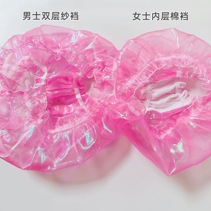 European and American style men's wearable laser magic color organza full transparent sexy firepower full open couple men's and women's underwear