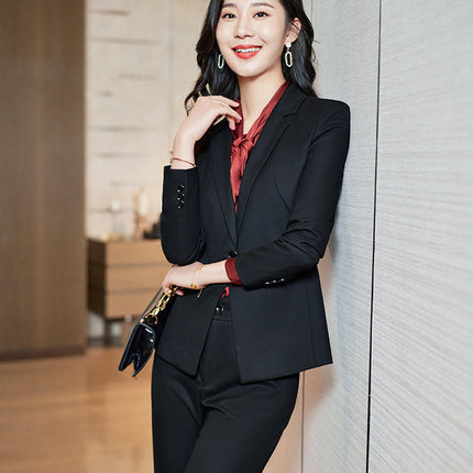 High-end professional suit women's spring and autumn fashion hotel front desk work clothes property customer service bank cashier work clothes