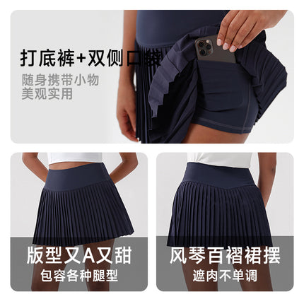 European-style Pleated Skirt Yoga High Waist Anti-glare Tennis Suit suit Breathable Badminton Golf Skirt for Women