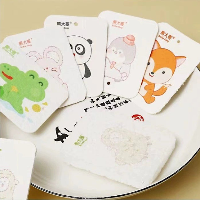 Compressed Wood Pulp Cotton Kitchen Cleaning Dishwashing Sponge Compressed Sheet Absorbs Water, Decontaminates and Does Not Stick to Oil Sponge Block Cartoon Printing