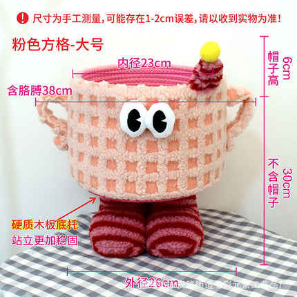 Cartoon Bigfoot Little Monster Storage Basket for Miscellaneous Snacks Large Dopamine Lamb Velvet Cute Storage Basket