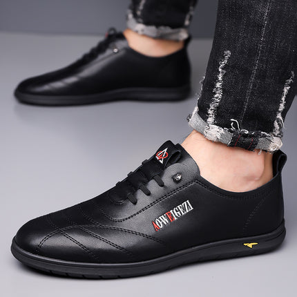 Oviege Autumn New Men's Casual Leather Shoes Soft Bottom Soft Surface Comfortable Breathable Yadan Style Fashion Men's Shoes
