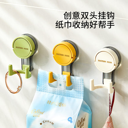 Suction Cup Hook Household Multifunctional Creative Double-Headed Hook Bathroom Bathroom Door Strong Sticky Hook Wall Hook