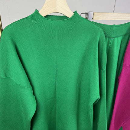 In-Stock Autumn and Winter European and American Foreign Trade Popular Long-Sleeve Sweater Set Knit Top and Pants Casual Two-Piece Set