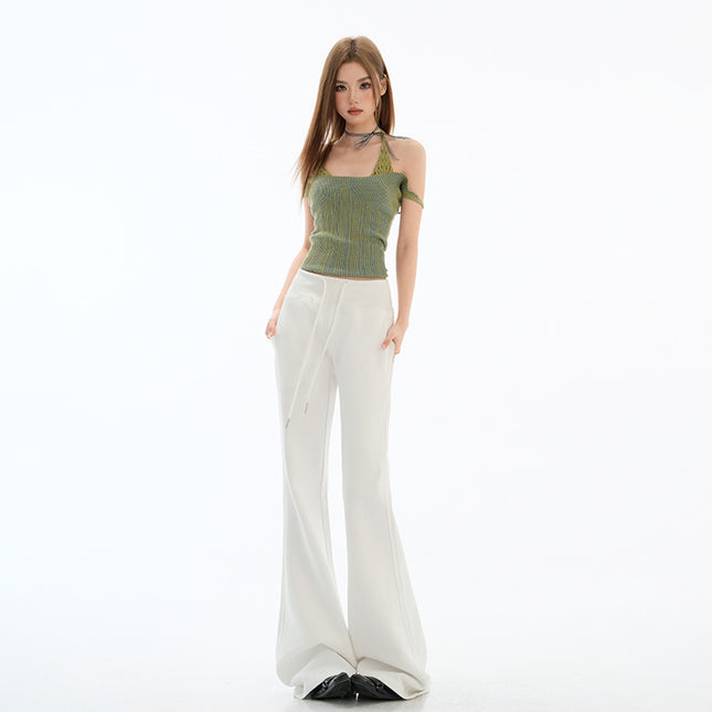 American Style Summer New Lazy Style All-match Tight Waist Slim-fit Slim-fit Loose Mop Pants Casual Micro-horn Sweat Pants for Women