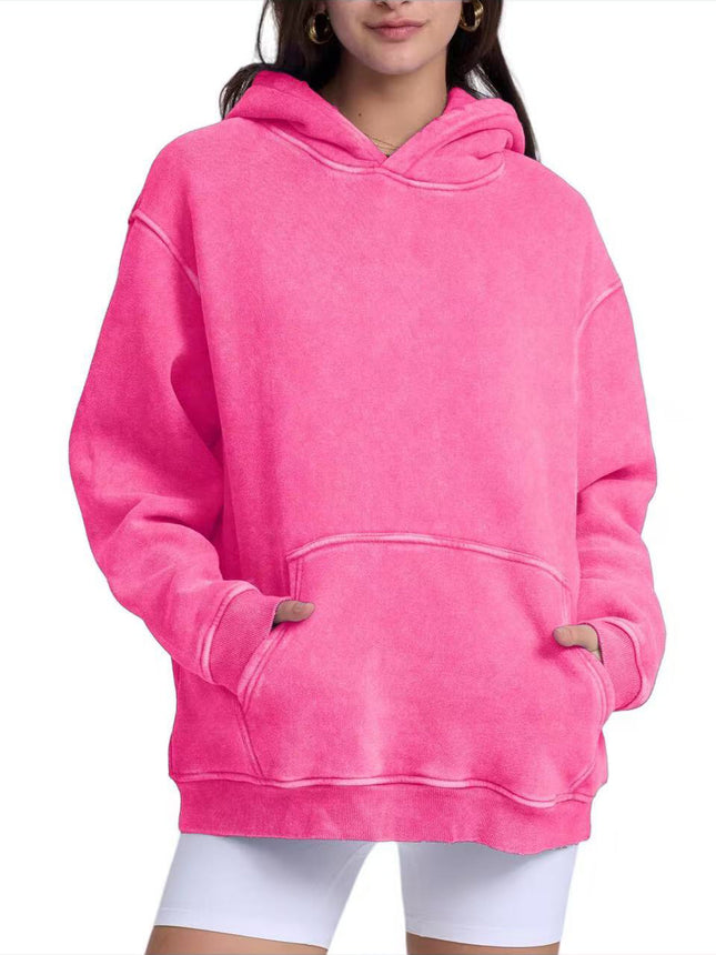 European and American Autumn and Winter 350g Heavy Velvet Washed Retro Hooded Sweatshirt Loose Trendy Brand Men's and Women's Same Style Jacket Hoodie