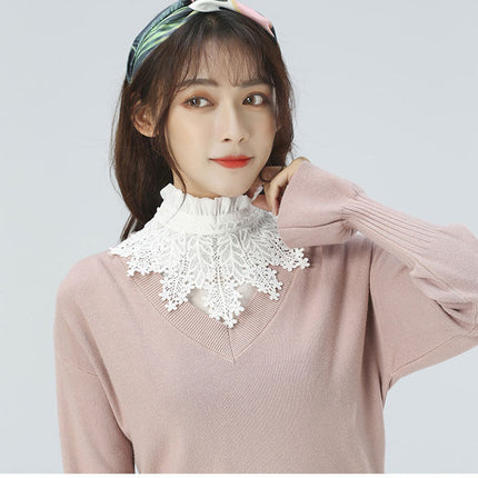 Spring Autumn Winter Holiday Collar All-match Sweater Decorative Plaid Fake Shirt New Arrival Pleated Collar Half High Collar Decorative Collar