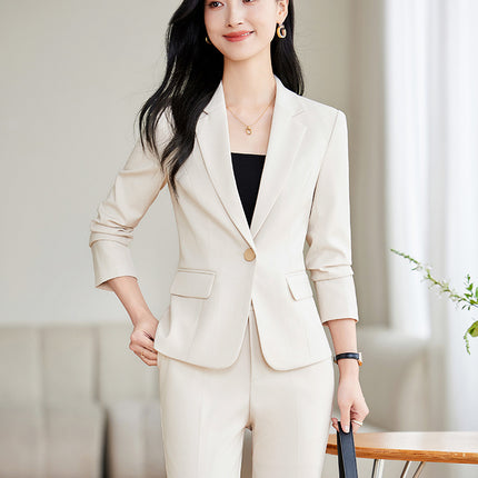 Goddess Fan Suit suit Women's 2024 Spring and Autumn New Professional White Collar Interview Work Clothes Slim Two-piece suit Pants