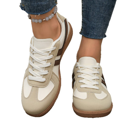 Foreign Trade Large Size 2024 Autum New Flats-Soled Casual Outer Wear Non-Slip Moral Training Shoes Lace-Up Lightweight Sports Shoes for Women