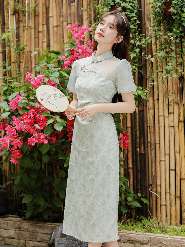 Women's Clothing 2026 Summer New Style Improved Chinese-Style Qipao Dress Green Fake Two-Piece Girl's Qipao Dress