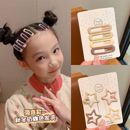 Milky Coffee Color Star Hairpin Baby Broken Hair Bb Clip Does Not Hurt Hair Little Girl Bangs Clip 2023 New Kidsren's Hairpin