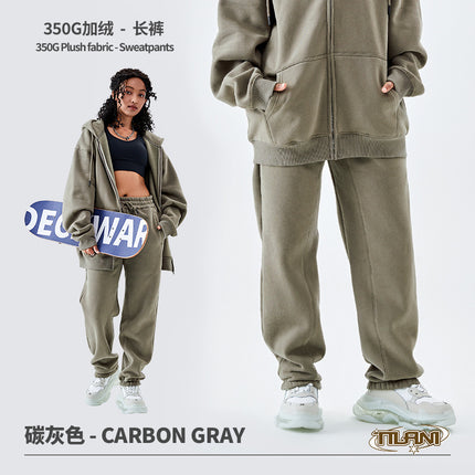 Tilani Men's Sweatshirt Cross-Border Casual Sports Suit Fashionable Pure Color Sweatshirt for Men and Women Simple Zipper Hoodie
