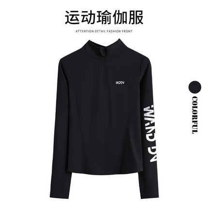Winter zipper running top fitness new suit sports long sleeve autumn and winter quick drying yoga professional outdoor training
