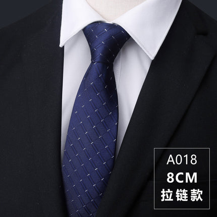 Dress Business Tie Men's and Women's Groom Wedding Black Zipper Korean Narrow No Lazy Striped Bow Tie Plaid