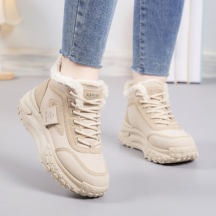 2025 New Winter Velvet Warm Cotton Shoes, Wear-Resistant and Heightening Casual Shoes, Thick-Soled Non-Slip Women's High-Top Dad Shoes