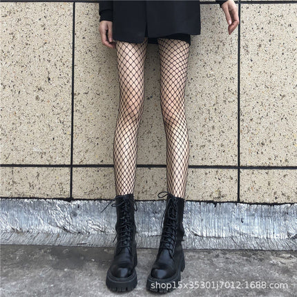 Internet Celebrity Retro Sexy Lace Pantyhose Gray Fishnet Stockings Spider Pattern Black Silk Fine Mesh Black Leggings